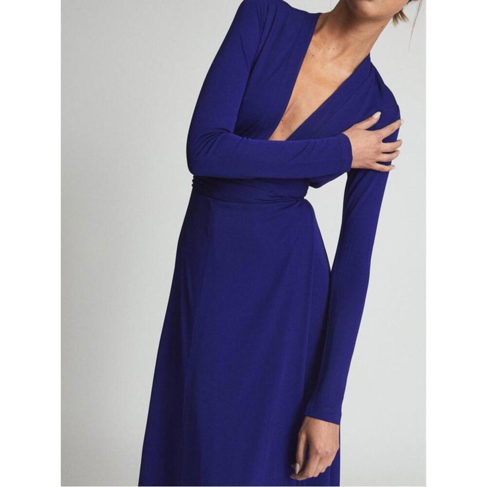 NWT REISS | SZ 4 | Bailey Maxi Wrap Cobalt Blue Dress $475 - Picture 2 of 9